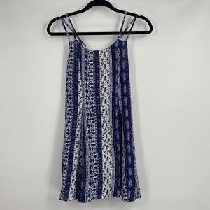 Hollister Blue and White Multi Print Boho Dress